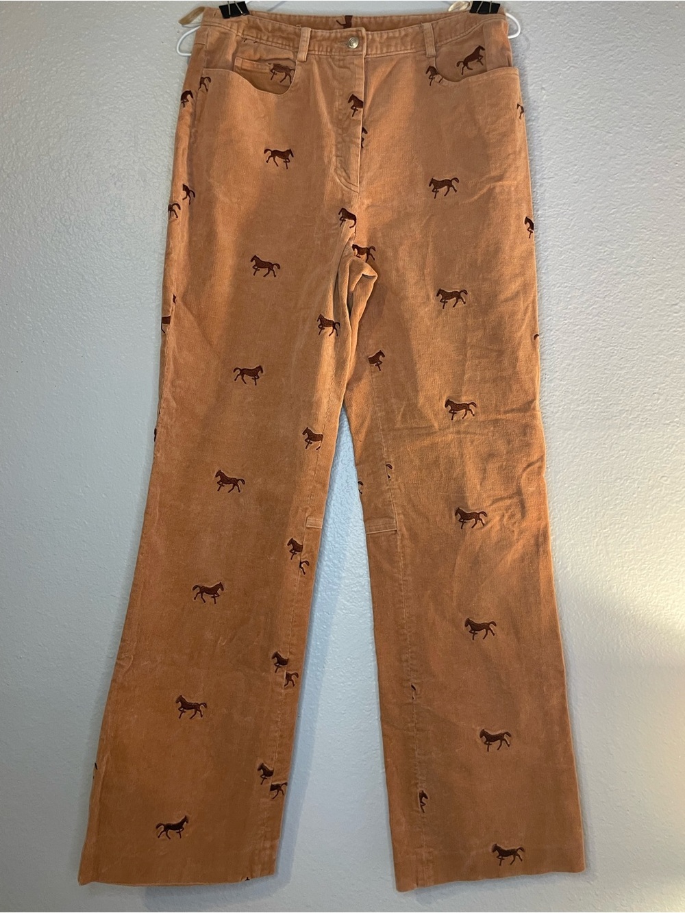 Lilly Pulitzer Tan Corduroy Boot Cut Pants with Horse Embroidery